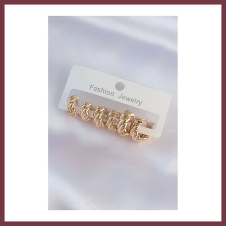 SHNSTORE Pirinç Gold Renk Minimal Tırtıklı Küpe Seti SHN0720