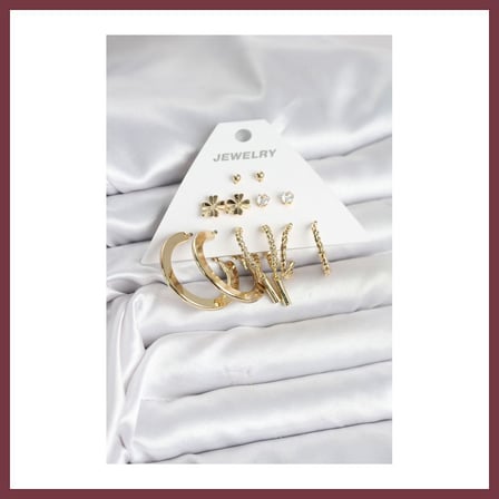 SHNSTORE Pirinç Gold Renk 6 Çift Kadın Küpe Seti SHN0720
