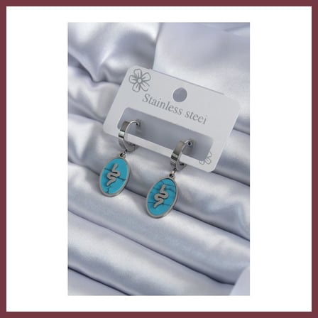 SHNSTORE 316L Çelik Gümüş Renk Oval Mavi Taşlı Yılan Figür Kadın Küpe SHN0720