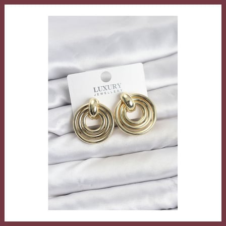 SHNSTORE Gold Renk Pirinç Vintage Kadın Küpe SHN0720