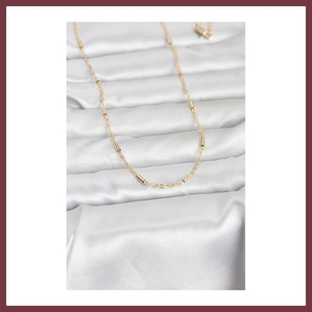 SHNSTORE CM 14K Gold Renk Bar Zincir Model 60 cm Kadın Kolye SHN0720