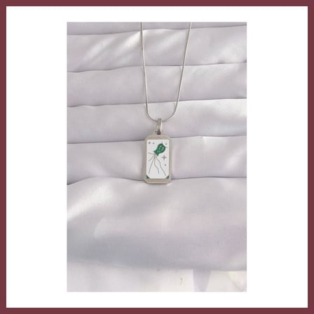 SHNSTORE 316L Çelik Gümüş Renk Beyaz Mineli Tarot Kolye SHN0720