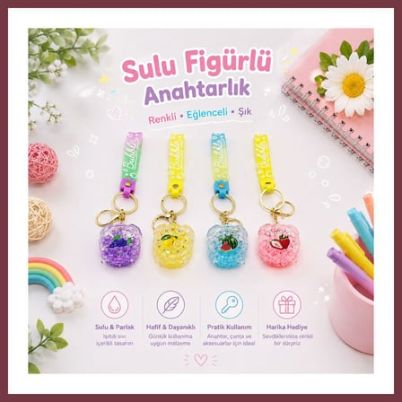 SHNSTORE Mika kristal anahtarlık altın kulplu SHN0720