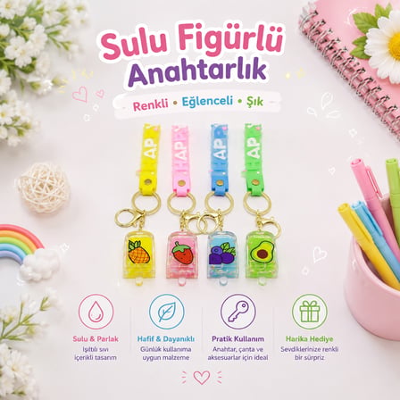 SHNSTORE Mika kristal anahtarlık altın kulplu SHN0720