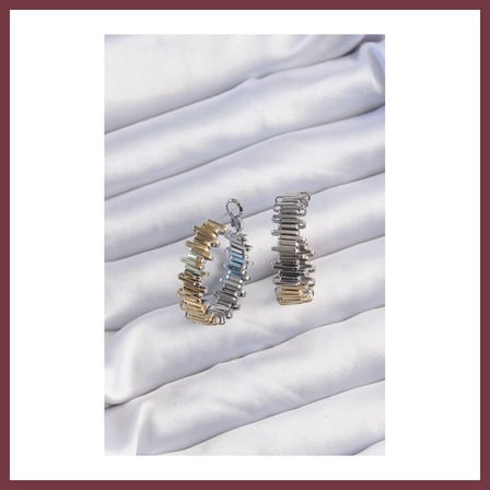 SHNSTORE Pirinç Gold Gümüş Renkli Tırtıklı Halka Küpe SHN0720