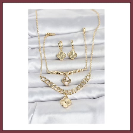 SHNSTORE Gold Renk Pirinç Kolye Bileklik ve Küpe Seti SHN0720
