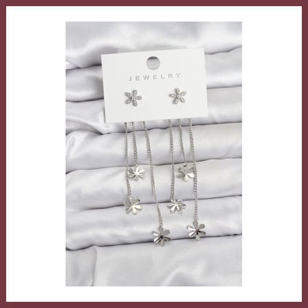 SHNSTORE Papatya Model Gümüş Renk Pirinç Sallantılı Kadın Küpe SHN0720