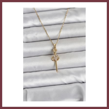 SHNSTORE 316L Çelik Zincir Gold Renk Kılıç Model Kadın Kolye SHN0720