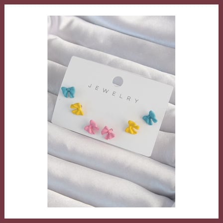 SHNSTORE Pirinç Rengarenk Mineli Minimal Fiyonk Küpe Seti SHN0720