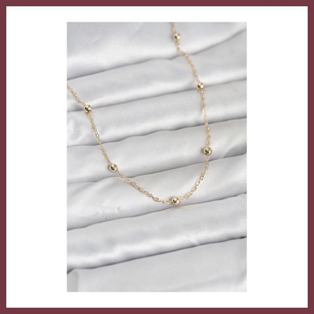 SHNSTORE CM 14K Gold Renk Pirinç Top Zincirli 60 cm Kadın Kolye SHN0720