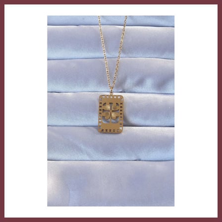 SHNSTORE 316L Çelik Gold Renk İşlemeli Yonca Model Vintage Kolye SHN0720