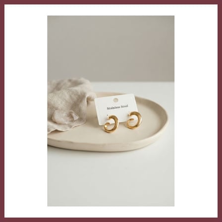 SHNSTORE 316L Çelik Gold Renk Vintage Kıvrımlı Halka Model Küpe SHN0720