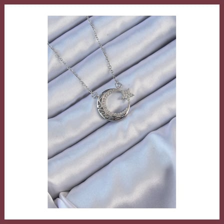 SHNSTORE 316L Çelik Zincir Gümüş Renk Zirkon Taşlı Motifli Ay Yıldız Kolye SHN0720