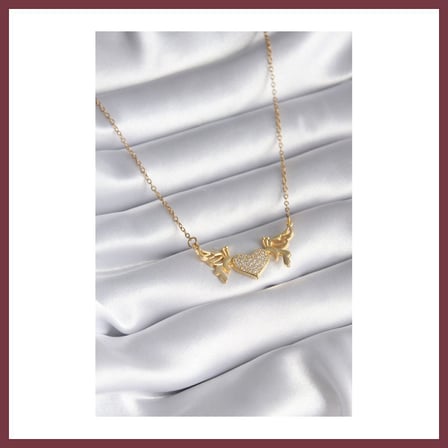 SHNSTORE 316L Çelik Gold Renk Zirkon Taşlı Kanatlı Kalp Model Kadın Kolye SHN0720
