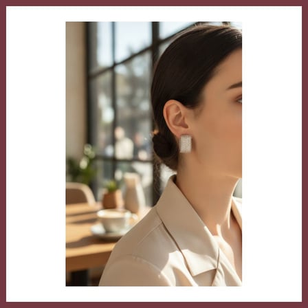 SHNSTORE Gümüş Renk Full Zirkon Taşlı Kare Halka Kadın Küpe SHN0720