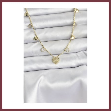 SHNSTORE Pirinç Gold Renk Kalp Model Kadın Kolye SHN0720