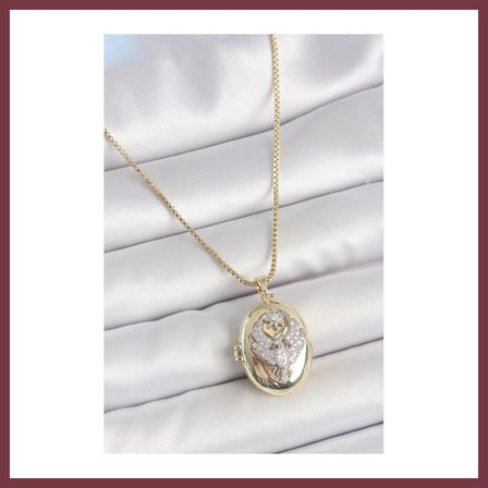 SHNSTORE 316L Çelik Gold Renk Zincir Zirkon Taşlı Anka Kuşu İşlemeli Açılır Model Kadın Kolye SHN0720