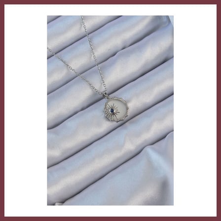 SHNSTORE 316L Çelik Gümüş Renk Zirkon Taşlı Mineli Kutup Yıldızı Kolye SHN0720