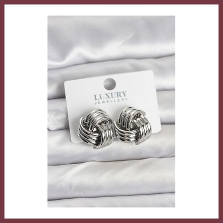 SHNSTORE Pirinç Sarmal Gümüş Renk Kadın Küpe SHN0720