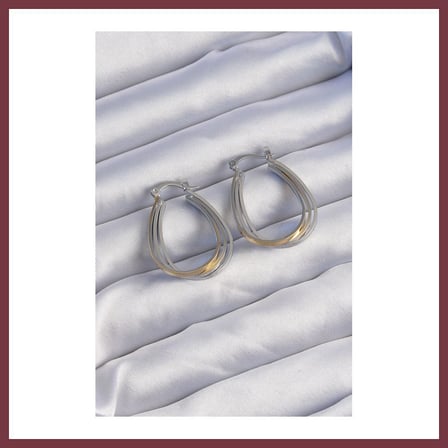 SHNSTORE Pirinç Gold Gümüş Renkli Oval Çoklu Görünümlü Küpe SHN0720