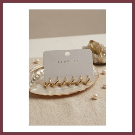 SHNSTORE Gold Renk Pirinç Zirkon Taşlı Halka Model 6'lı Kadın Küpe Seti SHN0720