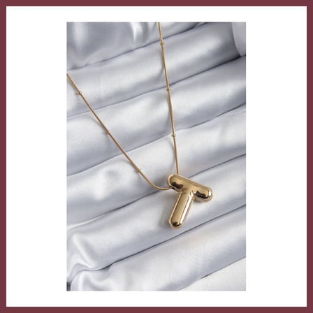SHNSTORE 316L Çelik Gold Renk Bubble "T" Harf Model Kadın Kolye SHN0720