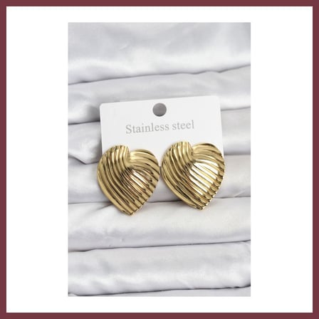 SHNSTORE 316L Çelik Gold Renk Kalp Model Kadın Küpe SHN0720
