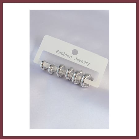SHNSTORE Pirinç Gümüş Renk Oval Bombeli Küpe Seti SHN0720