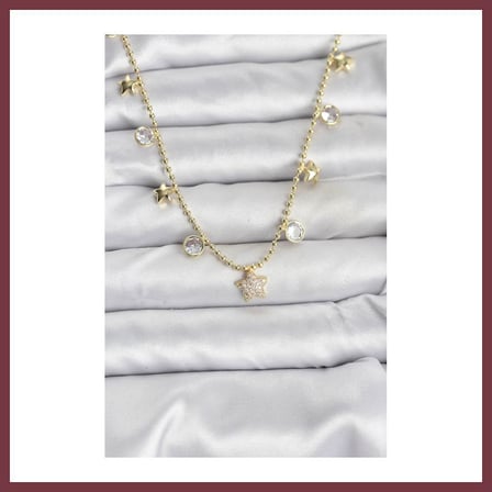 SHNSTORE Pirinç Gold Renk Yıldız Model Kadın Kolye SHN0720