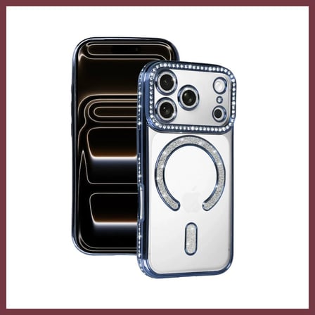 SHNSTORE iPhone 17 Pro Uyumlu Joke Simli Magneticsafe Kılıf - Mavi SHN0720