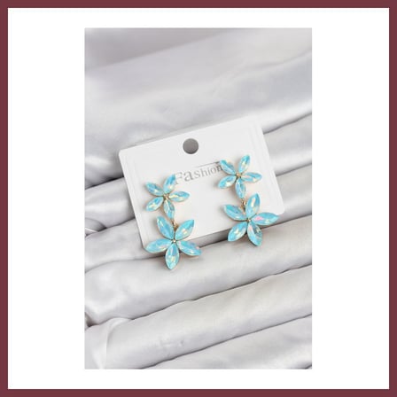 SHNSTORE Buz Mavisi Kristal Çiçek Küpe SHN0720