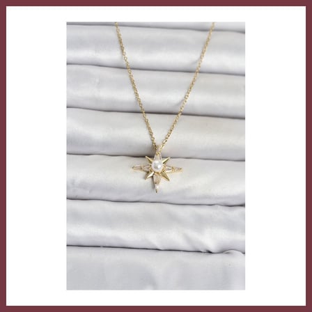 SHNSTORE 316L Çelik Zincir Gold Renk Kutup Yıldızı Model Kadın Kolye SHN0720