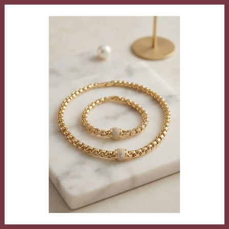 SHNSTORE Xuping Singapur Zincir Model Kolye ve Bileklik Set SHN0720
