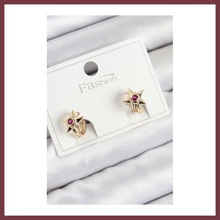 SHNSTORE Pirinç Zirkon Taşlı Yıldız Model Gold Renk Çocuk Küpe SHN0720