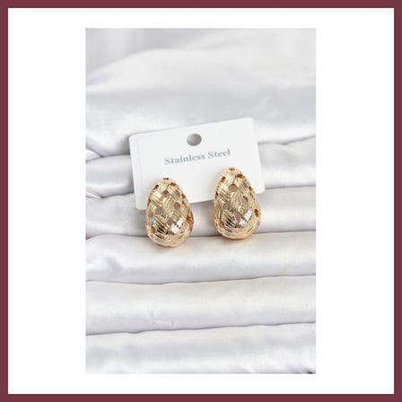 SHNSTORE 316L Çelik Gold Renk Motifli Damla Kadın Küpe SHN0720