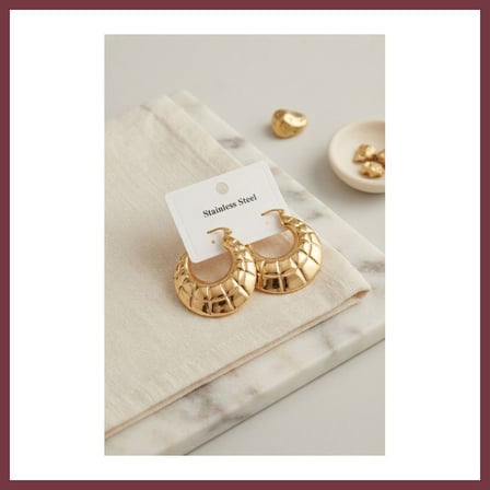 SHNSTORE 316L Çelik Gold Renk Bohem Halka Model Küpe SHN0720