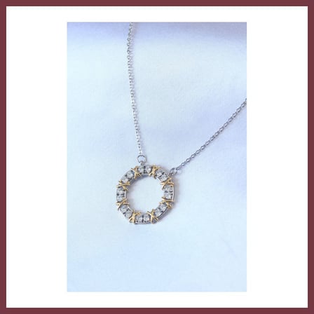 SHNSTORE 316L Çelik Gümüş Renk Zirkon Taşlı Gold Detay Xoxo Kadın Kolye SHN0720