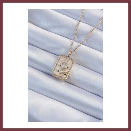 SHNSTORE 316L Çelik Zincir Gold Renk Zirkon Taşlı Aslan Figürlü Tarot Kolye SHN0720