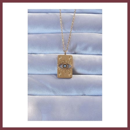 SHNSTORE 316L Çelik Gold Renk İşlemeli Nazarlı Vintage Kolye SHN0720