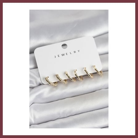 SHNSTORE Gold Renk Pirinç Kemik Model 3 Çift Kadın Küpe Seti SHN0720