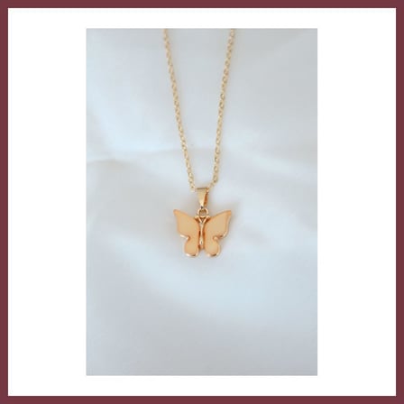 SHNSTORE Gold Kaplama Sarı Renk Sedefli Kelebek Kolye SHN0720