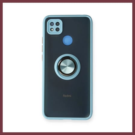 SHNSTORE Redmi 9C Uyumlu Kılıf Montreal Yüzüklü Silikon Kapak - Buz Mavi SHN0720
