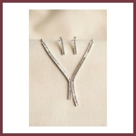SHNSTORE Baget Zirkon Taşlı Su Yolu Kolye ve Küpe Set SHN0720