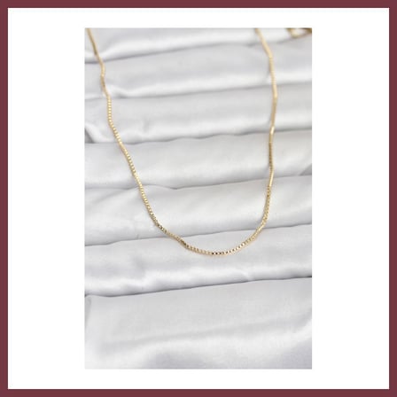 SHNSTORE CM 14K Gold Renk İnce Kare Zincirli Model 60 cm Kadın Kolye SHN0720