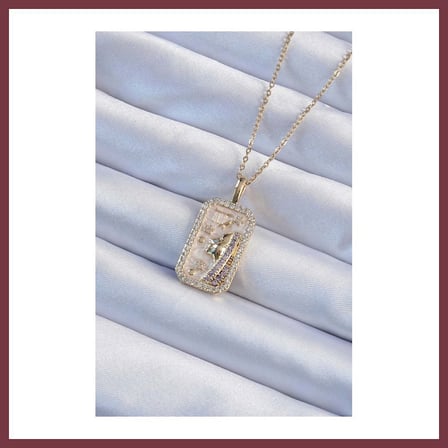 SHNSTORE 316L Çelik Zincir Gold Renk Zirkon Taşlı Yüz Figürlü Tarot Kolye SHN0720