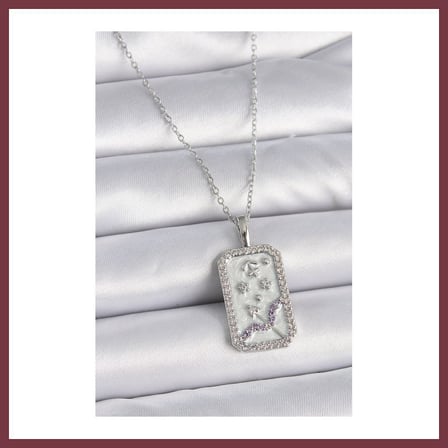 SHNSTORE 316L Çelik Gümüş Renk Zincir Yay Burcu Zirkon Taşlı Kadın Kolye SHN0720
