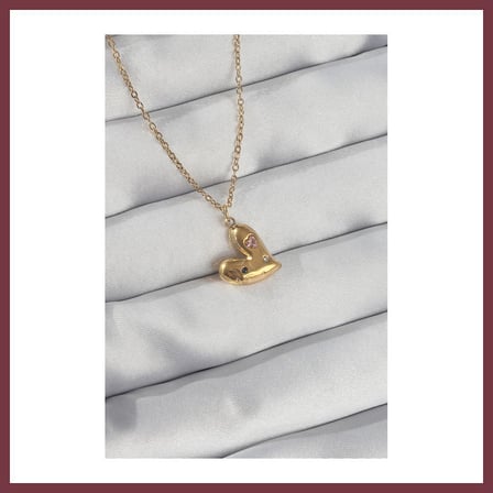 SHNSTORE 316L Çelik Zincir Gold Renk Renkli Zirkon Taşlı Kalp Kolye SHN0720