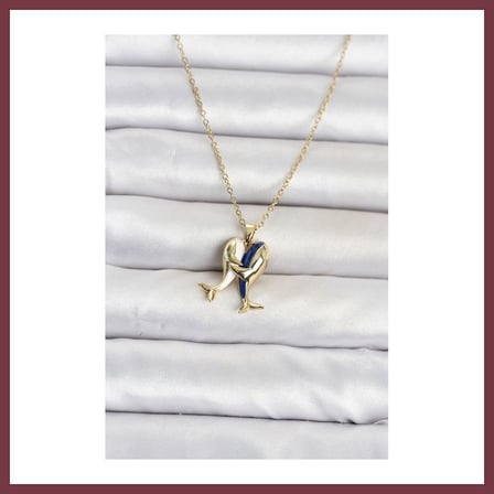 SHNSTORE 316L Çelik Zincir Gold Renk Dolphin Model Kadın Kolye SHN0720