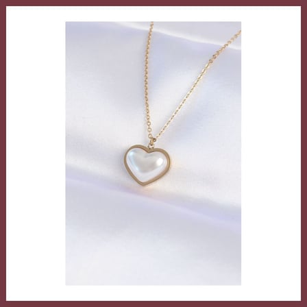 SHNSTORE 316L Çelik Zincir Gold Renk Beyaz Taşlı Bubble Kalp Kolye SHN0720