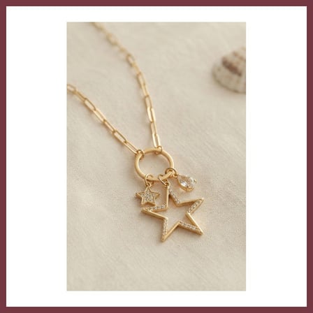 SHNSTORE Gold Renk Ataç Zincir Yıldız Model Zirkon Taşlı Kadın Kolye SHN0720
